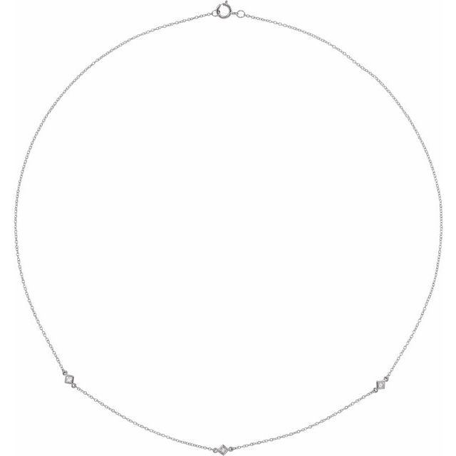 14K White 1/6 CTW Natural Diamond 3-Station 20' Necklace