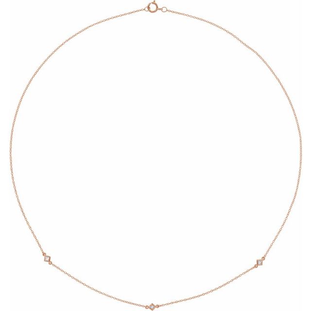 14K Rose 1/6 CTW Natural Diamond 3-Station 18' Necklace