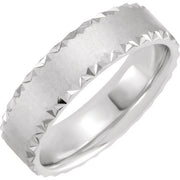 14K White 6 mm Scalloped Edge Band with Satin Finish Size 10