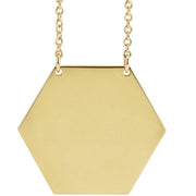 14K Yellow 20 mm Engravable Hexagon 18' Necklace