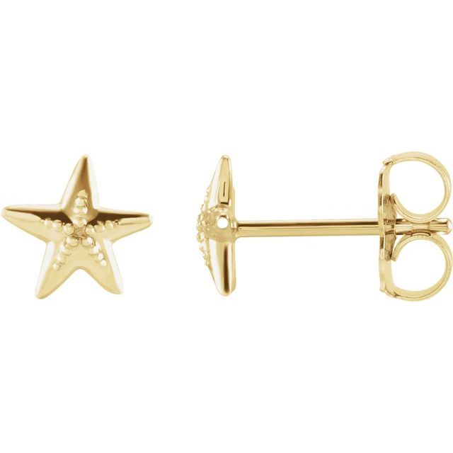 14K Yellow Starfish Earrings
