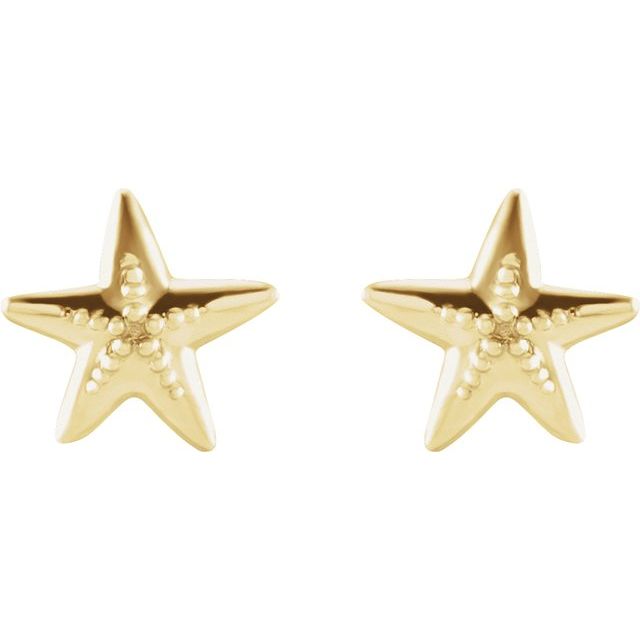 14K Yellow Starfish Earrings
