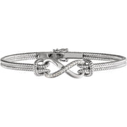 14k White  1/8 Ctw Natural Diamond Bangle 7 1/2” Bracelet