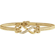 14k Yellow  1/8 Ctw Natural Diamond Bangle 7 1/2” Bracelet