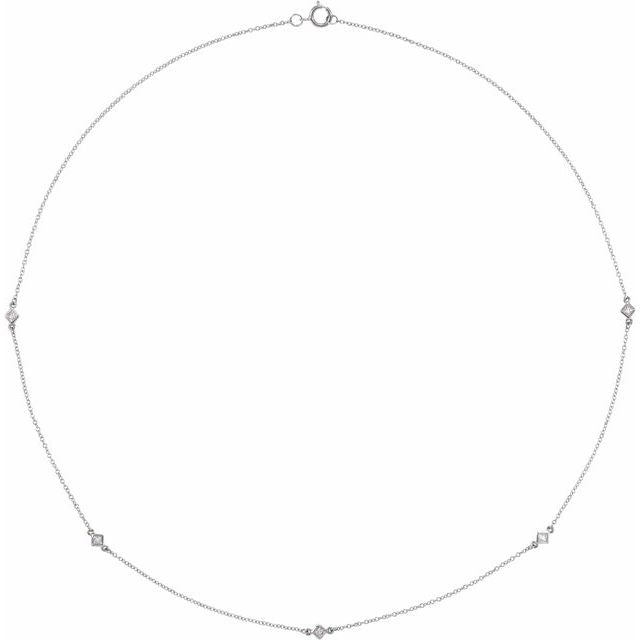 14K White 1/4 CTW Natural Diamond 5-Station 18' Necklace