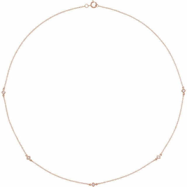 14K Rose 1/4 CTW Natural Diamond 5-Station 16' Necklace