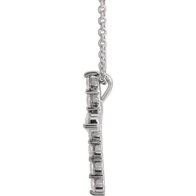 14K White 3/8 CTW Natural Diamond Cross 16-18' Necklace