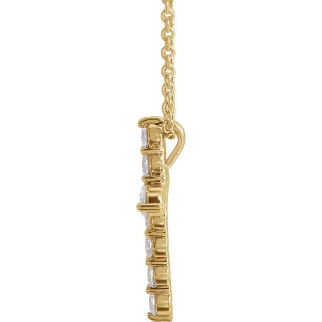 14K Yellow 3/8 CTW Natural Diamond Cross 16-18' Necklace