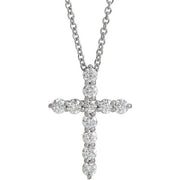 14K White 3/8 CTW Natural Diamond Cross 16-18' Necklace