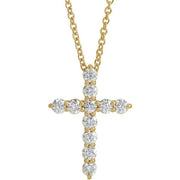 14K Yellow 3/8 CTW Natural Diamond Cross 16-18' Necklace