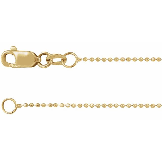 14K Yellow 1 mm Diamond-Cut Bead 7' Chain