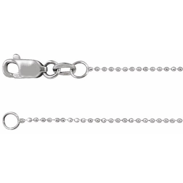 14K White 1 mm Diamond-Cut Bead 7' Chain