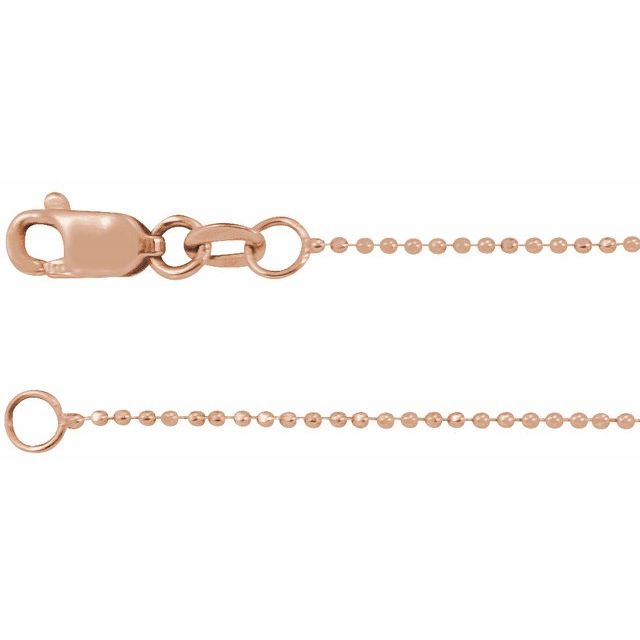 14K Rose 1 mm Diamond-Cut Bead 18' Chain