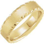 14K Yellow 6 mm Scalloped Edge Band with Satin Finish Size 10