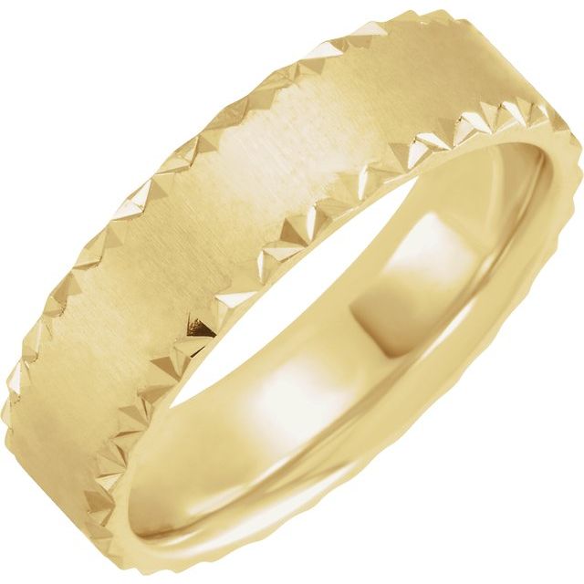 14K Yellow 6 mm Scalloped Edge Band with Satin Finish Size 10