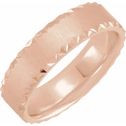 14K Rose 6 mm Scalloped Edge Band with Satin Finish Size 10