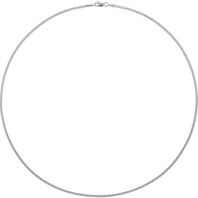 14K White 1.82 mm Box 7' Chain