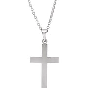 14k White 18 X 12 Mm Cross 18' Necklace