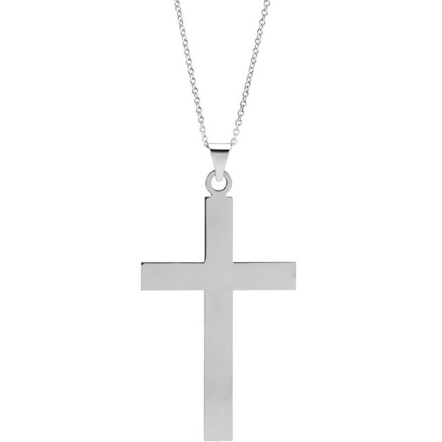 Sterling Silver 39 x 25 mm Cross 18' Necklace
