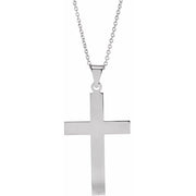 14k White 28 X 18 Mm Cross 18' Necklace