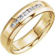 14K Yellow 1/4 CTW Natural Diamond Beveled-Edge Band Size 10