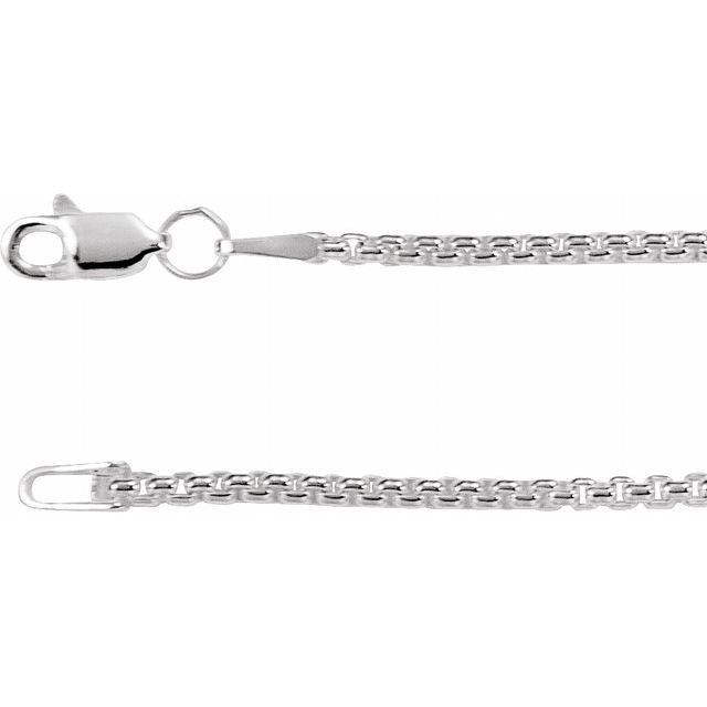 14K White 1.8 mm Rounded Box 24' Chain