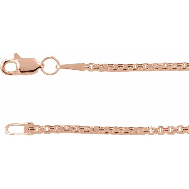 14K Rose 1.8 mm Rounded Box 20' Chain