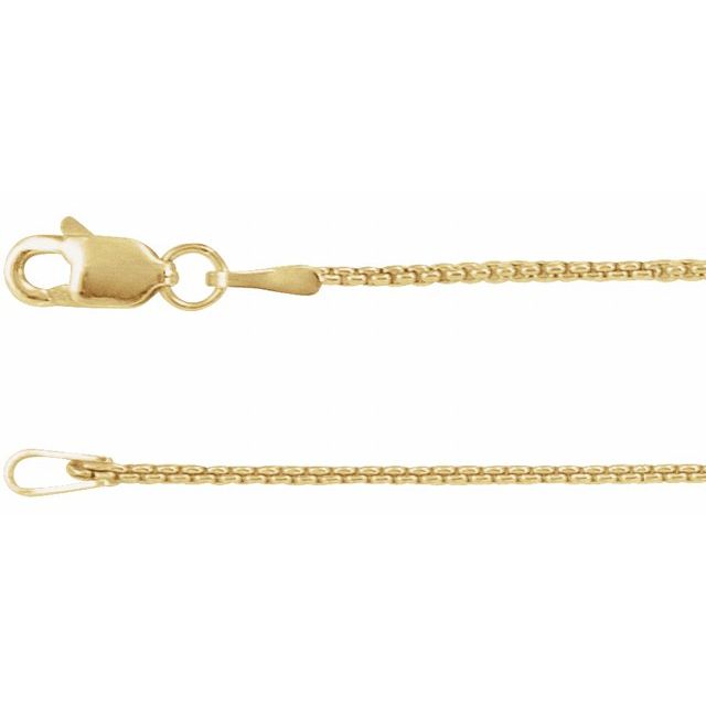 14K Yellow 1 mm Rounded Box 7' Chain