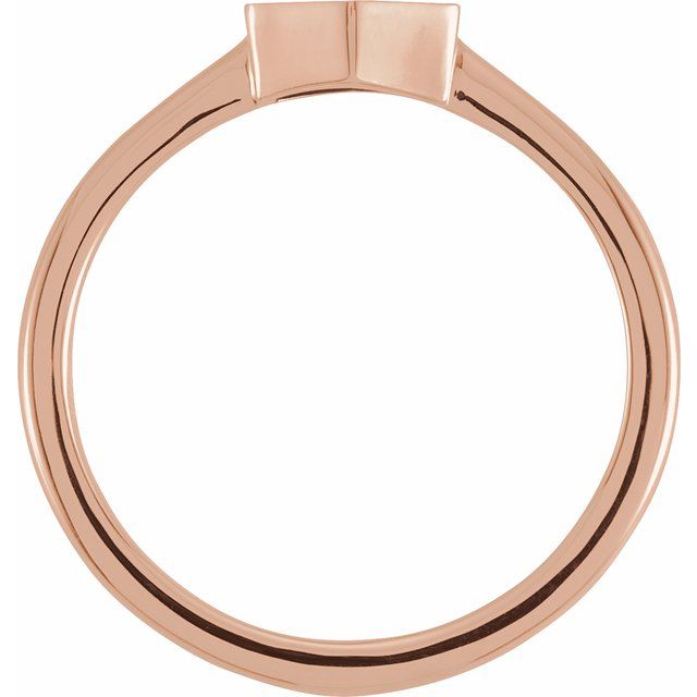 14K Rose  9.5x8 mm Geometric Signet Ring