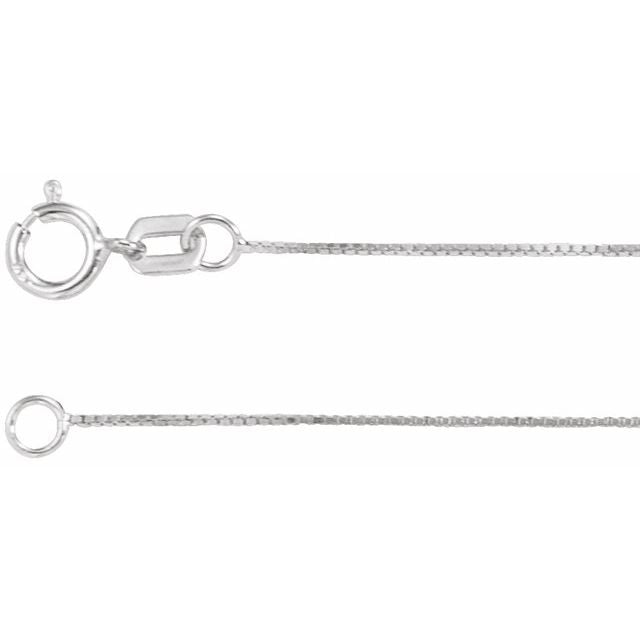 14K White .55 mm Box 7' Chain