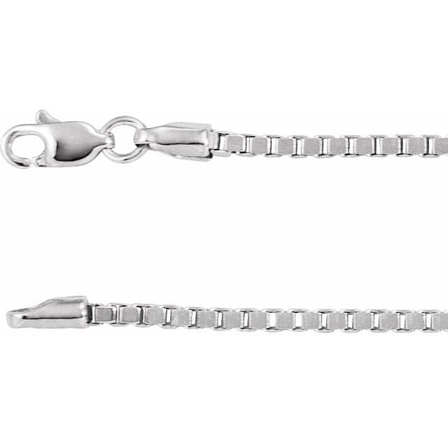 14K White 1.82 mm Box 7' Chain