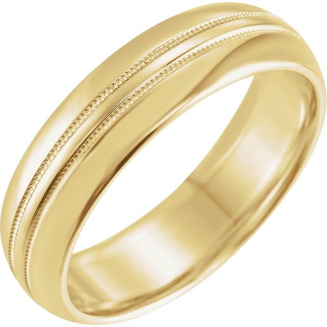 14K Yellow 6 mm Double Milgrain Half Round Band  Size 11