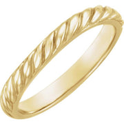 14K Yellow Twisted Rope Stackable Band