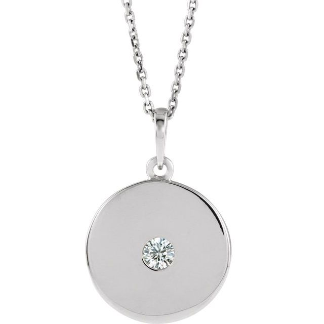14K White 1/10 CTW Natural Diamond Disc 16-18' Necklace