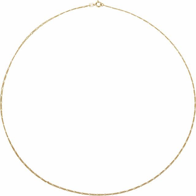 14K Yellow 1.28 mm Figaro 18' Chain