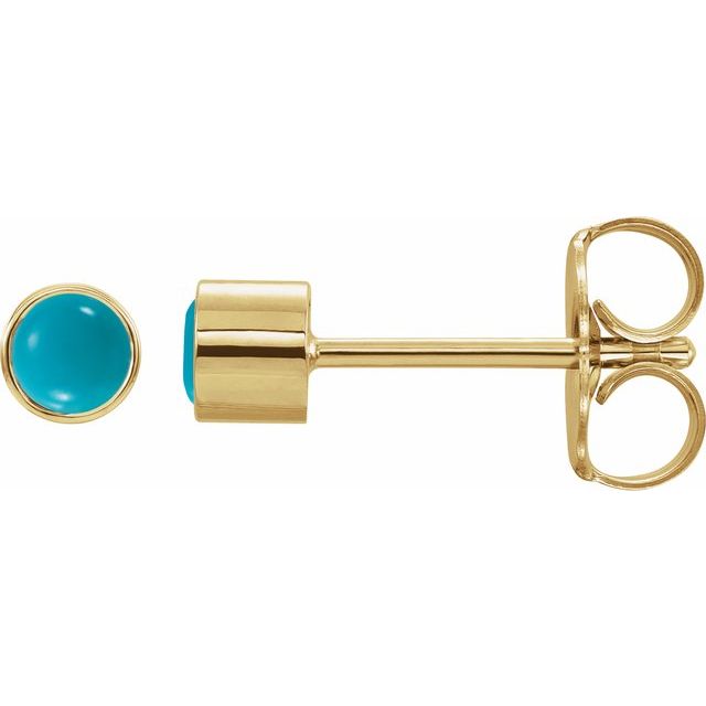 14K Yellow Natural Turquoise Bezel-Set Earring