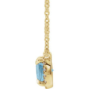 14K Yellow Natural Aquamarine & .05 CTW Natural Diamond 18' Necklace