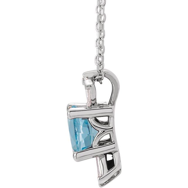 14K White Natural Aquamarine & 1/6 CTW Natural Diamond 16-18' Necklace