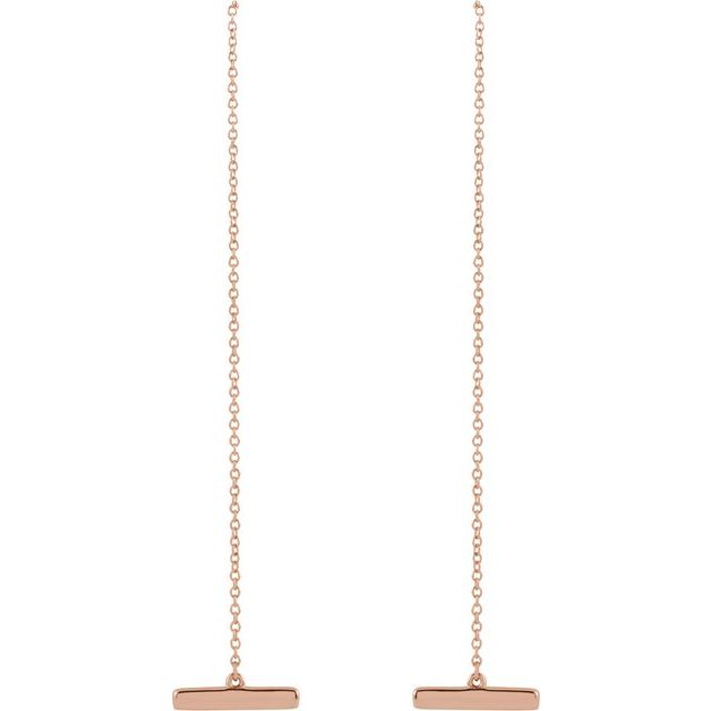 14K Rose Bar Chain Earrings