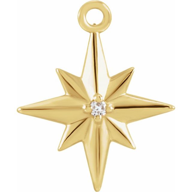 14k Yellow .005 Ct Natural Diamond Star Dangle