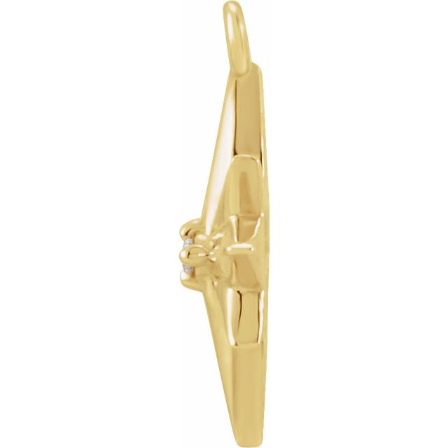 14k Yellow .005 Ct Natural Diamond Star Dangle