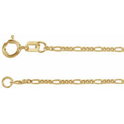 14K Yellow 1.28 mm Figaro 7' Chain