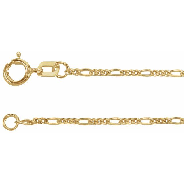 14K Yellow 1.28 mm Figaro 7' Chain