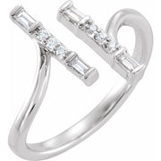 14K White 1/6 CTW Natural Diamond Double Bar Ring