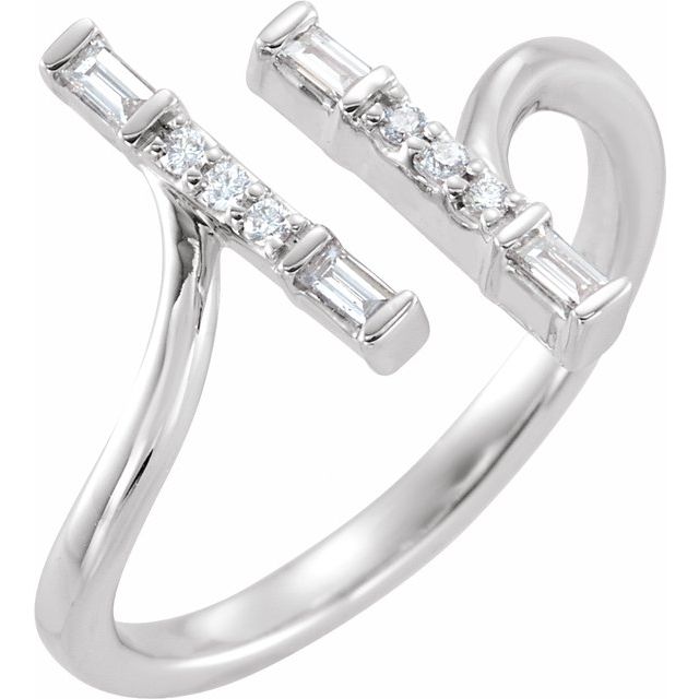 14K White 1/6 CTW Natural Diamond Double Bar Ring
