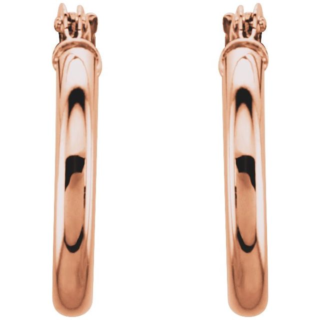 14K Rose Tube 15 mm Hoop Earrings