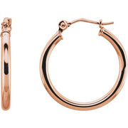 14K Rose Tube 20 mm Hoop Earrings
