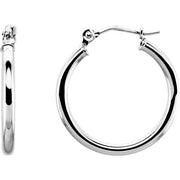 14K White Tube 20 mm Hoop Earrings