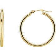 14k Yellow Tube 25 Mm Hoop Earrings