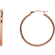 14K Rose Tube 30 mm Hoop Earrings